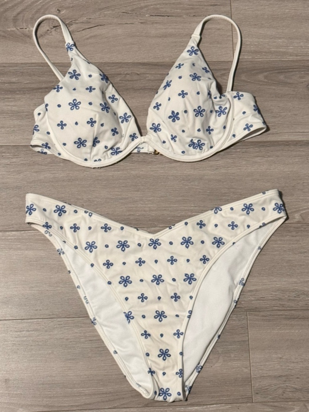 Hollister Bikini with Blue Floral Embroidery